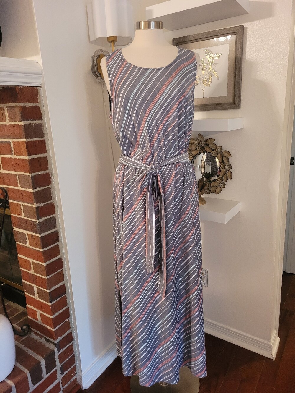 Lane Bryant Sleeveless Striped Maxi Dress in Blue and Pink Size 14